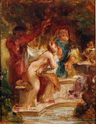 Suzanne ve vaně. Obraz Eugene Delacroix (1798-1863)