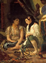 Ženy z Alžíru v jejich bytě Detail. Obraz Eugene Delacroix