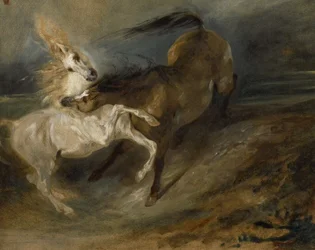 Dva koně bojující v bouřlivé krajině, c.1828