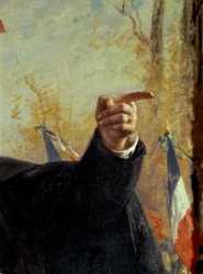 Ruka. Detail portrétu Paula Déroulèda (1846-1914), francouzského nacionalistického aktivisty, ukazujícího prstem