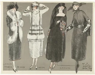 Gazette du Bon Ton, 1920 - č. 7, Croquis Pl XXXIII: Lanvin / Beer / Lanvin (název na předmětu)