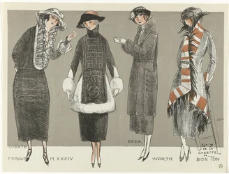 Gazette du Bon Ton, 1920 - č. 7, Croquis Pl XXXIV: Worth / Beer / Worth (název na předmětu)