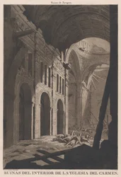 Pohled na ruiny interiéru kostela Nuestra Senora del Carmen v Saragos..., 1808-14