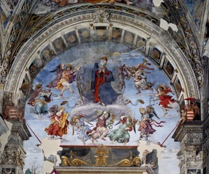 Nanebevzetí Panny Marie, detail. Freska Filippina Lippiho (1457-1504), 1488-1492, Řím, kostel Santa Maria sopra Minerva, kaple Carafa, Itálie