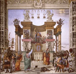 Svatý Filip vymítá démona z Martova chrámu, jižní stěna kaple Strozzi, kolem 1497-1502 (viz 208286)