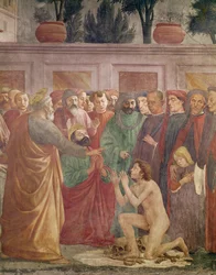 Vzkříšení Theofila, syna antiochijského krále, detail svatého Petra a Theofila, asi 1425-27, dokončeno 1484-85 (detail 63302)
