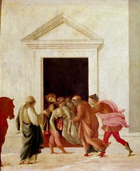 Smrt Lucrece Lucrece (lucrezia nebo Lucretia) Římská dáma ze 6. století př. n. l. zemře poté, co se stala obětí násilí Sexta Tarquina. Tarquin loví z Říma. Detrempe na dřevě od Filipínce Lippiho (1457-1504)