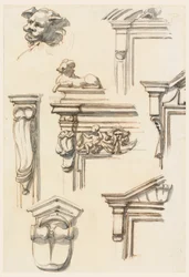 Kresba, architektonické studie, 1750-75