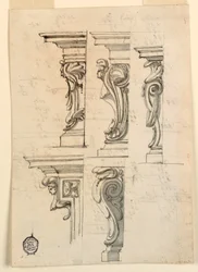 Kresba, Pět rohových motivů, asi 1750