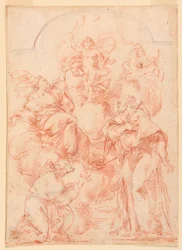 Kresba, studie k oltářnímu obrazu s dítětem, 1750-1800