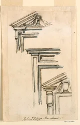 Kresba, Tři okenní nebo dveřní skříně, asi 1770