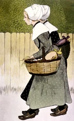 Služebné nesoucí velikonoční vajíčka, c. 1900 (ilustrace)