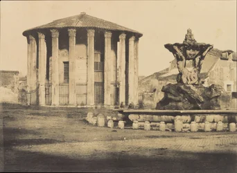 Chrám Vesty a fontány, Piazza Bocca della Verita, ca. 1855.
