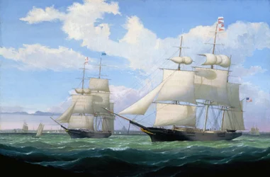 Lodě „Winged Arrow“ a „Southern Cross“ v bostonském přístavu