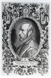 Abraham Ortelius, frontispis k Theatrum Orbis Terrarum, 1579