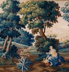 Vlámský gobelín. Konec 17. století. Majetek kostela Sint-Walburgakerk Oudenaarde (Dekenij van de Sint-Walburga).