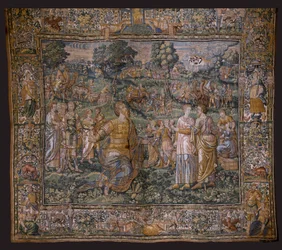 Vlámský gobelín. Série: Historie Abrahama. Povolání Abrahama (The Povolanie Abrahama). Asi 1575-1