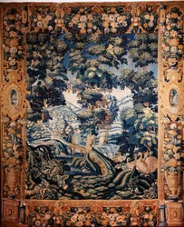 Vlámský gobelín. Takzvaná zeleň. Výroba Oudenaarde. Soukromá sbírka. 17. století (?).