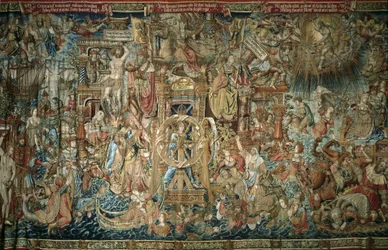 Fortuna (1520-1525), tapiserie ze série Čestný palác v Granja de San Ildefonso - AELST III, Pieter van (asi 1495-1555). Fortuna. 16. v. Španělsko. KASTILIE A LEÓN. Real Sitio de San Ildefonso. Královský palác La Granja de San Ildefon
