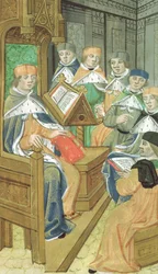 Paní Hunter 9 f.39r Přednáška v hale, z De Medina Fen I. II, Avicenna (980-1037)
