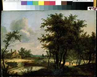 ""Krajina holandského venkova"" (Holandská krajina). Anonymní obraz z holandské školy 17. století. Michail Kroshitsky Art Museum, Sevastopol (Sevastopol) Ukrajina