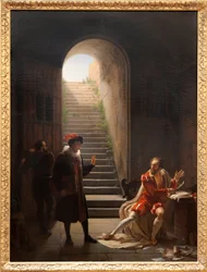 Pohár ve vězení navštívil Montaigne, kolem roku 1822 (olej na plátně)
