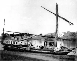 Loď na Nilu, Egypt, 1878