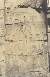 Karnak Théby, Palác - Sloupová síň - Centrální kolonáda - Výzdoba..., 1851-52, tištěno 1853-54.