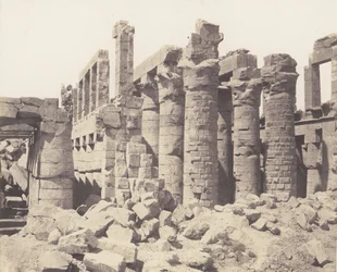Karnak Théby, Palác - Hypostyle Hall - Celkový pohled převzatý z Point Q, 1851-52, tištěný 1853-54.
