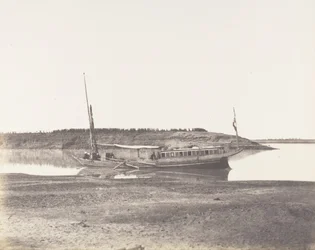 Louksor, Petit Bras du Nile - Voyageurs Barque, 1851-52, tištěno 1853-54.