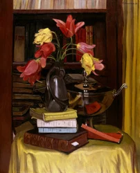 Zátiší s tulipány (červené a žluté tulipány)