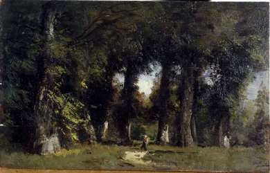 Okraj lesa (vpředu), Animovaná krajina (vzadu), mezi lety 1850 a 1860 (olej na dřevě)