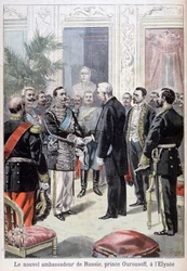Princ Ourousoff, ruský velvyslanec při setkání s Félixem Faurem, 1898