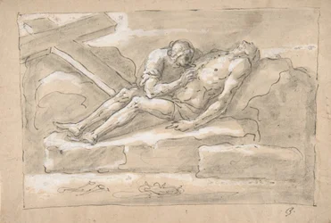 Mrtvý Kristus oplakaný Magdalenou, která uctívá jeho boční ránu., 1787-1863.
