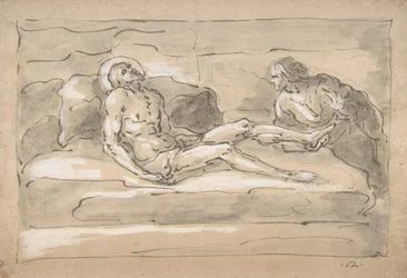 Mrtvý Kristus oplakaný Magdalenou, která uctívá rány na nohou, 1787-1863.