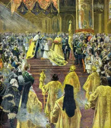 Obřad korunovace cara Mikuláše II. v květnu 1896