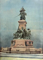 Památník obrany Saint Quentinu před Španěly v roce 1557 (rytina)