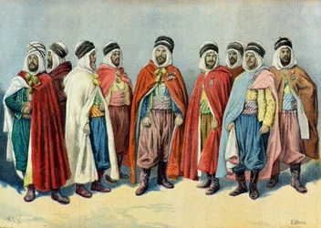 Portrét arabských a tuniských náčelníků v roce 1896 (rytina)