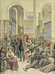 Italští emigranti na Gare Saint-Lazare, z „Le Petit Journal“, 29. března 1896