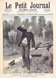 Sebevražda generála Georgese Ernesta Boulangera (1837-91) na hřbitově v Ixelles, z „Le Petit Journal“, 10. října 1891