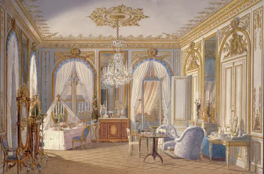 Šatna císařovny Evženie v Saint-Cloud, 1860 (čb na papíře)