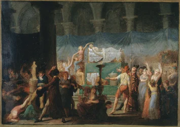 Maratův pohřeb v kostele Cordeliers, 15. a 16. července 1793, asi 1793 (olej na plátně)