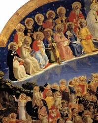 Poslední soud: detail světců v ráji. Malba Guida di Pietra (nebo Fra Giovanniho da Fiesole), zvaného Fra Angelico či il Beato (1400-1455)