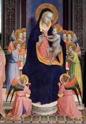 Madonna a dítě s anděly. Detail oltářního obrazu svatého Dominika nebo Pala di Fiesole (tempera na dřevě, cca 1424-1428)