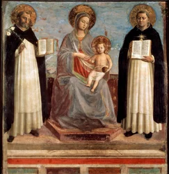 Panna a dítě se svatými Dominikem a Tomášem Akvinským, 1424-1430