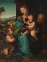 Svatá rodina se svatým Janem Křtitelem, asi 1505-1515 (olej na desce)