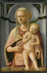 Madonna a dítě, detail, cca 1435 (tempera na panelu)