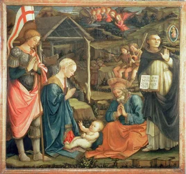 Narození Páně s SS. Michael a Dominik, 1470