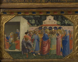 Mary a Joseph The Annunciation retable s 5 scénami Predella, 1430-1432