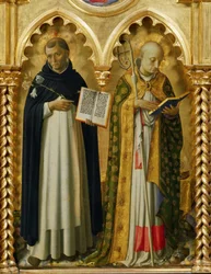 Svatí Dominik a Mikuláš z Bari z perugského oltáře, asi 1437.
